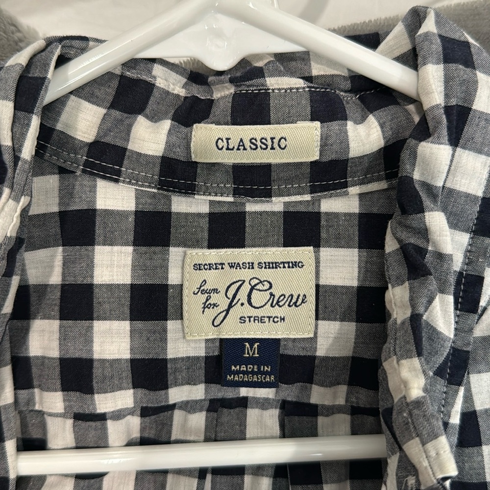 J Crew secret wash gingham shirt navy size M